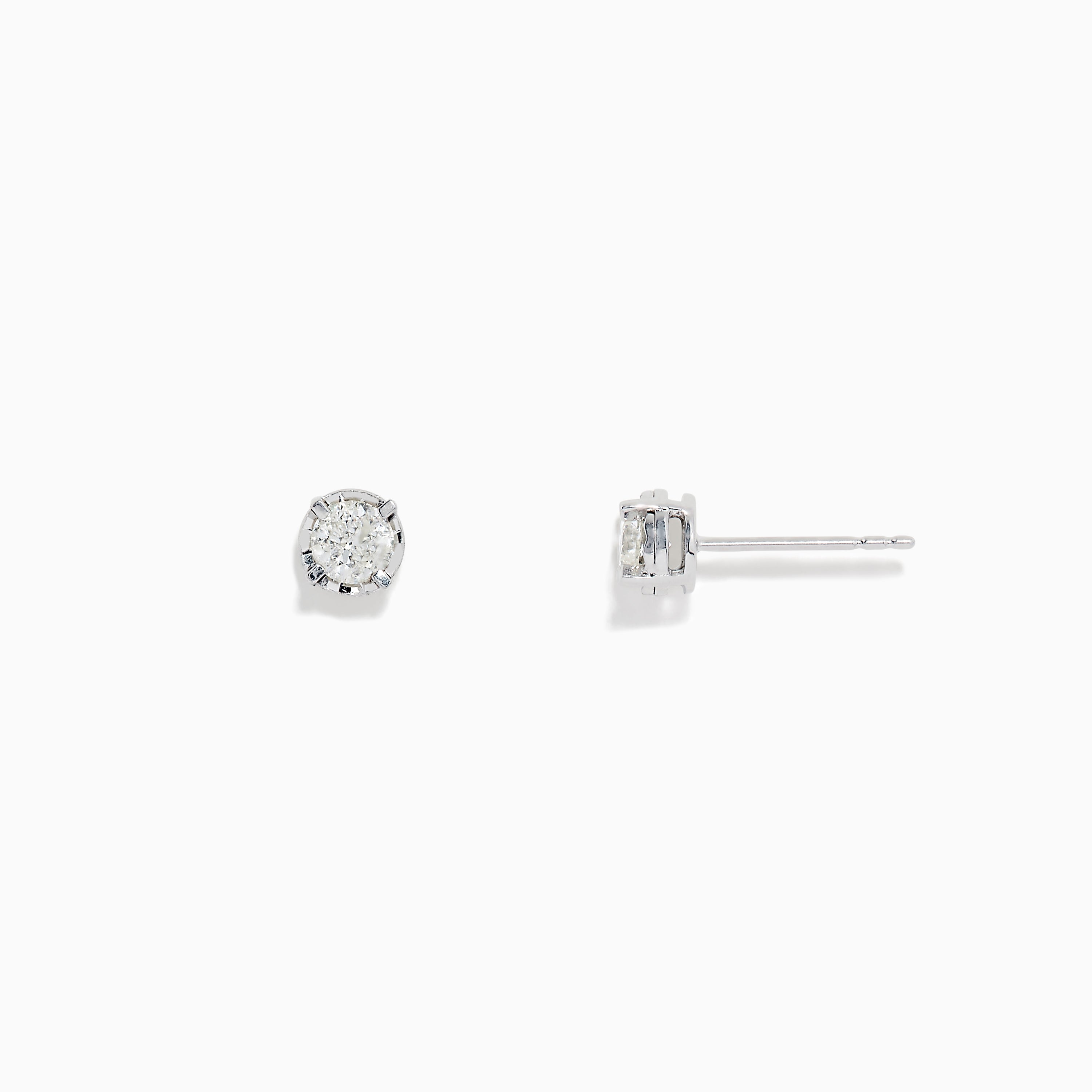 Rubans 925 Silver Dainty Silver Stud Earrings with AD Accents